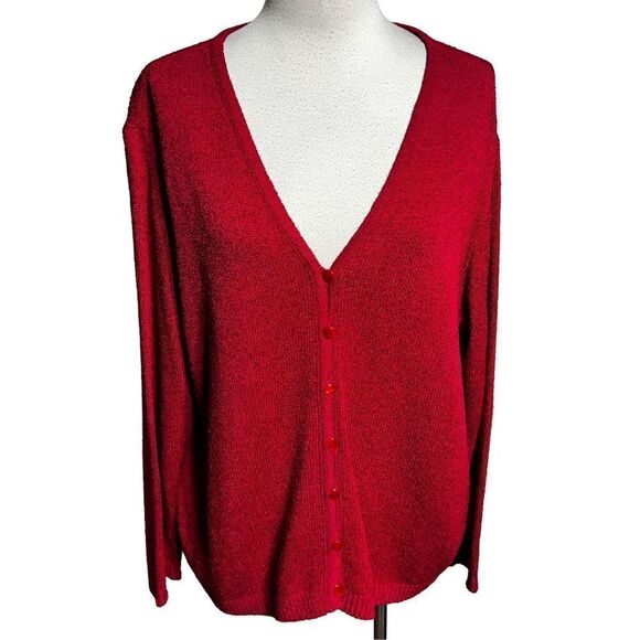 Vintage French Rags Long Sleeve Red Cardigan Santana Knit Sweater Size 3 Large - Picture 1 of 4